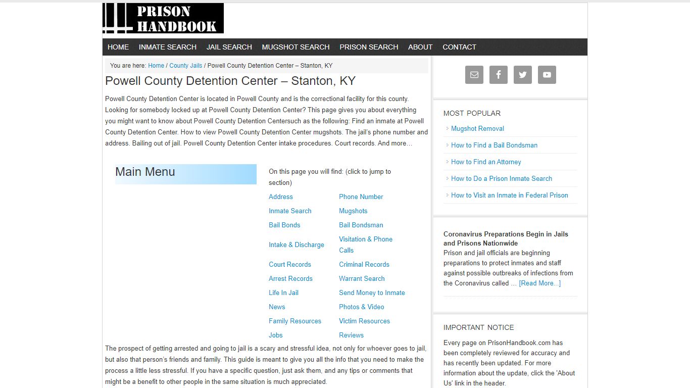 Powell County Detention Center – Stanton, KY - Prison Handbook