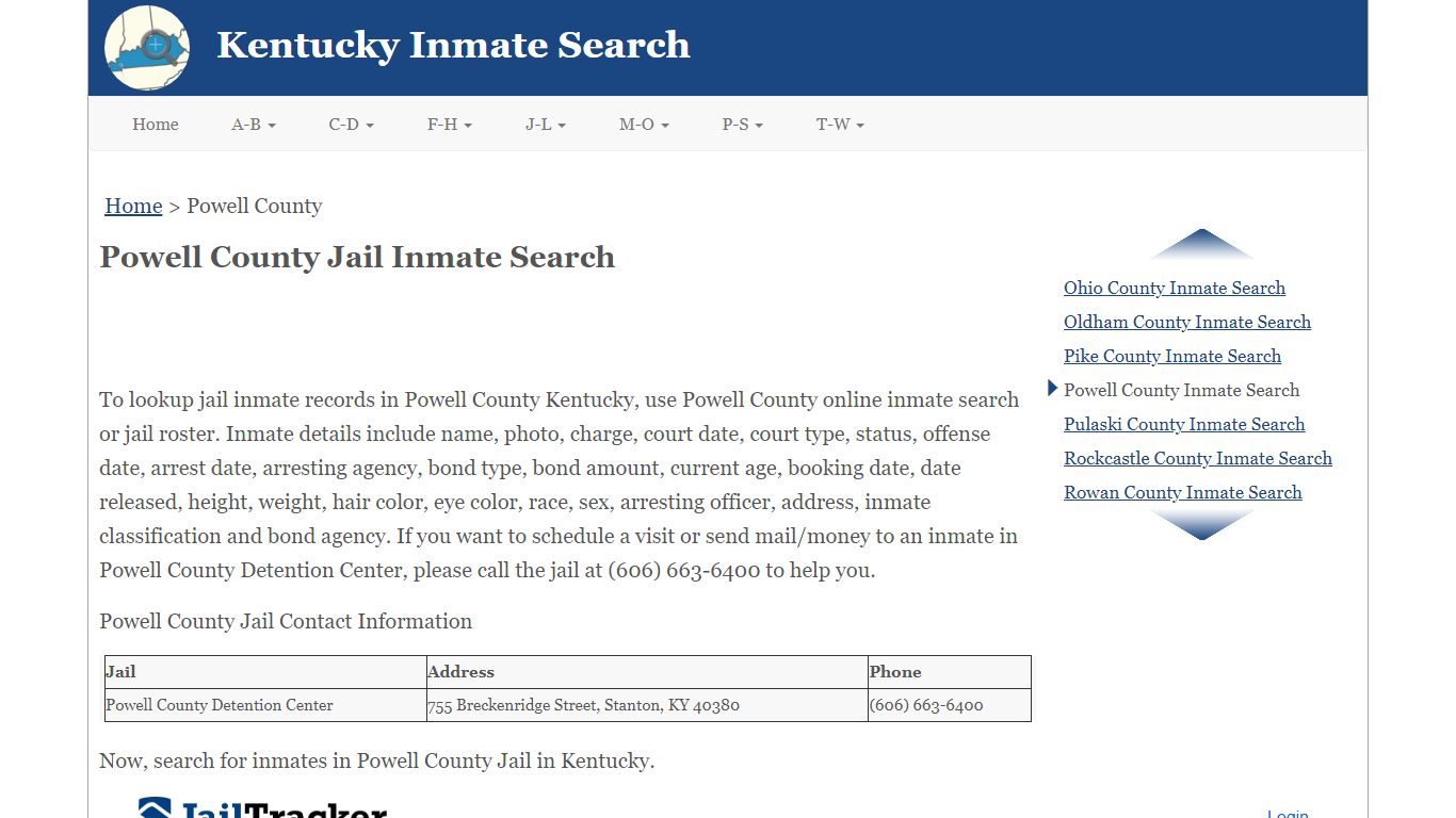 Powell County Jail Inmate Search