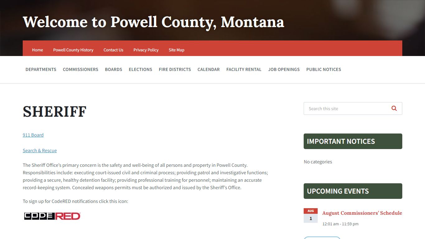 SHERIFF - Welcome to Powell County, Montana